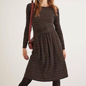 BODEN Abigail Jersey Dress in Black Confetti Spot Sz US8